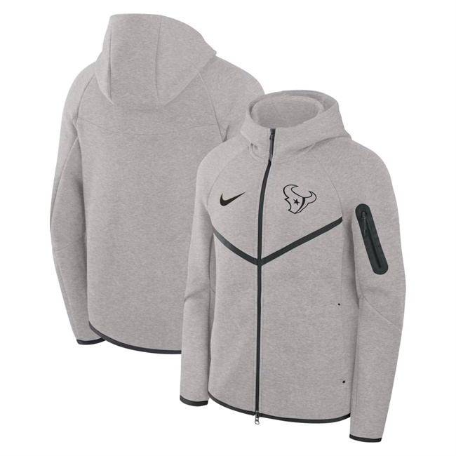 Men's Houston Texans Gray Tech Fleece Full-Zip Windrunner Hoodie